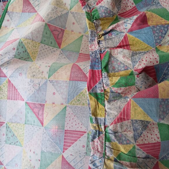 1OF1 Vintage 1950's Apron Patchwork Cotton Wrap Adjustable Tie Waist Geometric - Picture 5 of 6